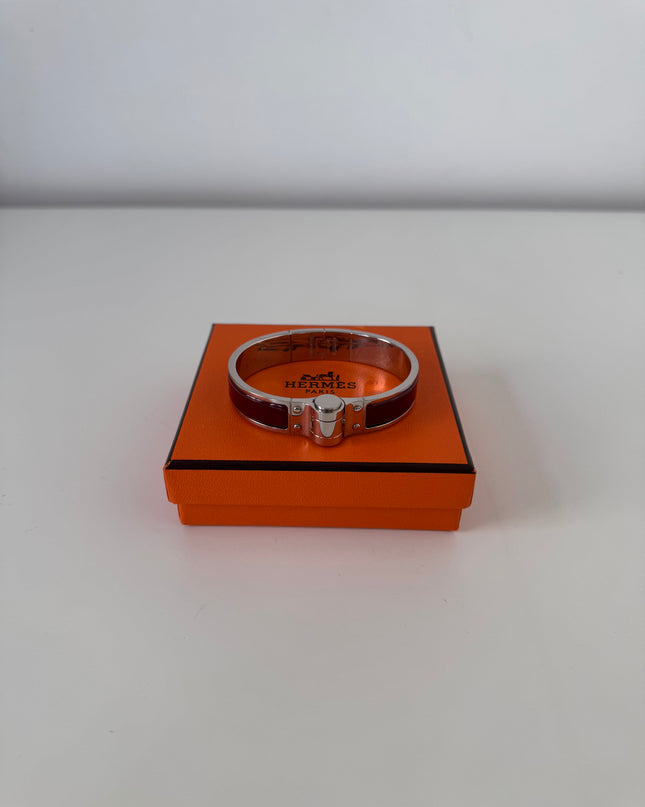 Bracelet Hermès Charnière émail bourgogne S