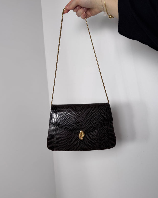 Sac Dior Vintage lézard marron