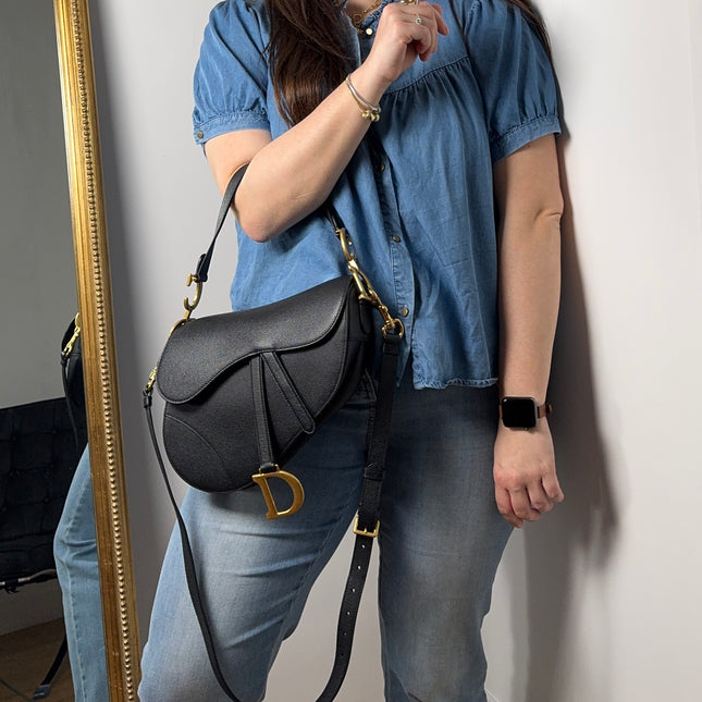 Sac Saddle Dior Moyen Noir Bandoulière