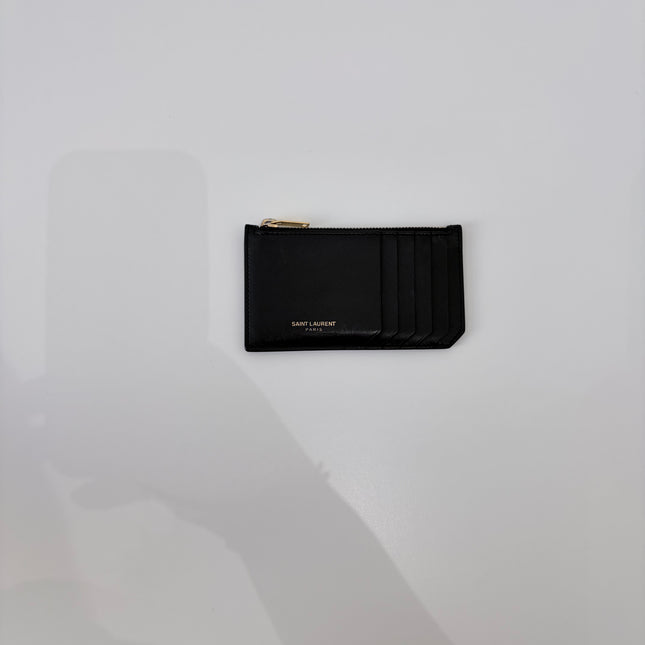 Porte-cartes plat Saint Laurent Noir