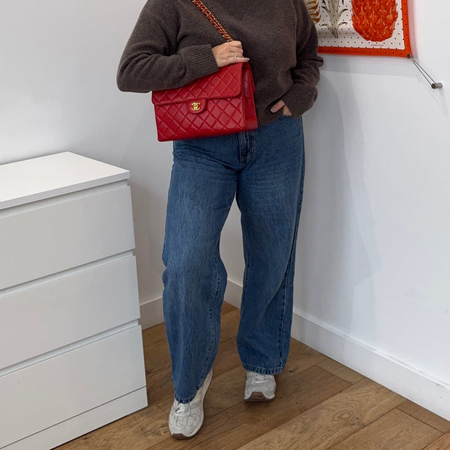 Sac Chanel Maxi timeless Double vintage Rouge