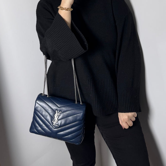 Sac Loulou Small Saint Laurent Bleu Marine