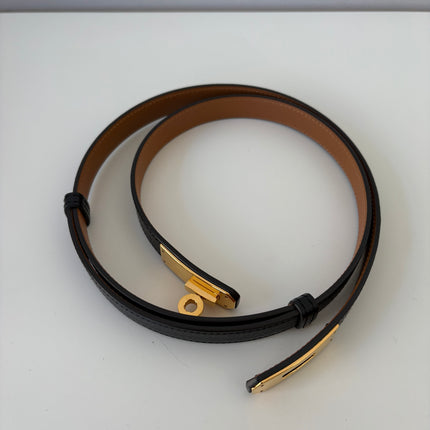 Ceinture Hermès Kelly 18 noir et dorée