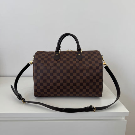 Sac Louis Vuitton Speedy 35 bandoulière damier ébène