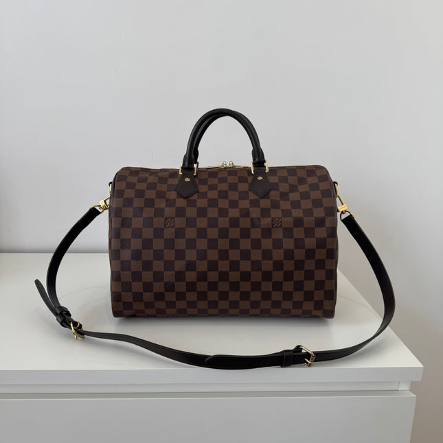 Sac Louis Vuitton Speedy 35 bandoulière damier ébène