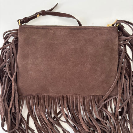 Sac saint Laurent à franges marron