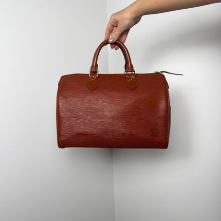 Sac Louis Vuitton Speedy 30 cuir épi cognac