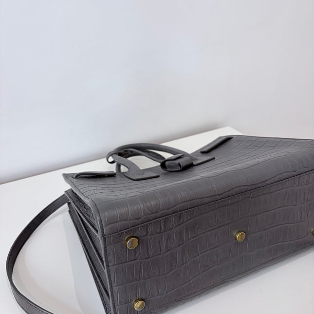 Sac de Jour Saint Laurent Croco Gris Small