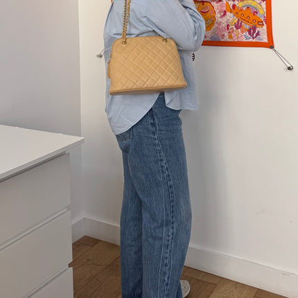 Sac Chanel shopping épaule beige