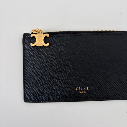 Porte-cartes Celine long zippé Noir