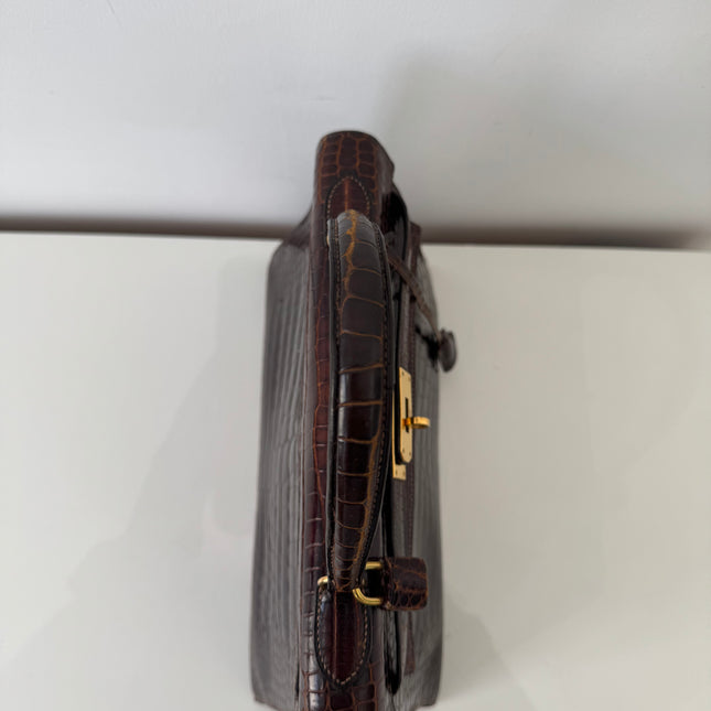 Sac Hermès Kelly 32 Crocodile Chocolat