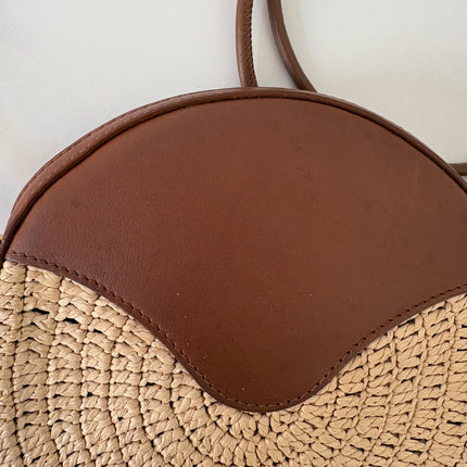 Sac Saint Laurent rond cuir et raphia
