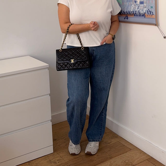 Sac Chanel vintage Fermoir bicolore noir