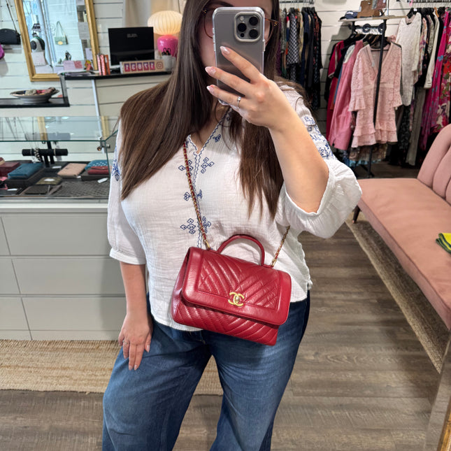 Sac Top Handle Chevron Chanel
