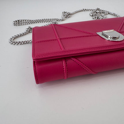 Sac Dior Wallet on chain Diorama rose fushia