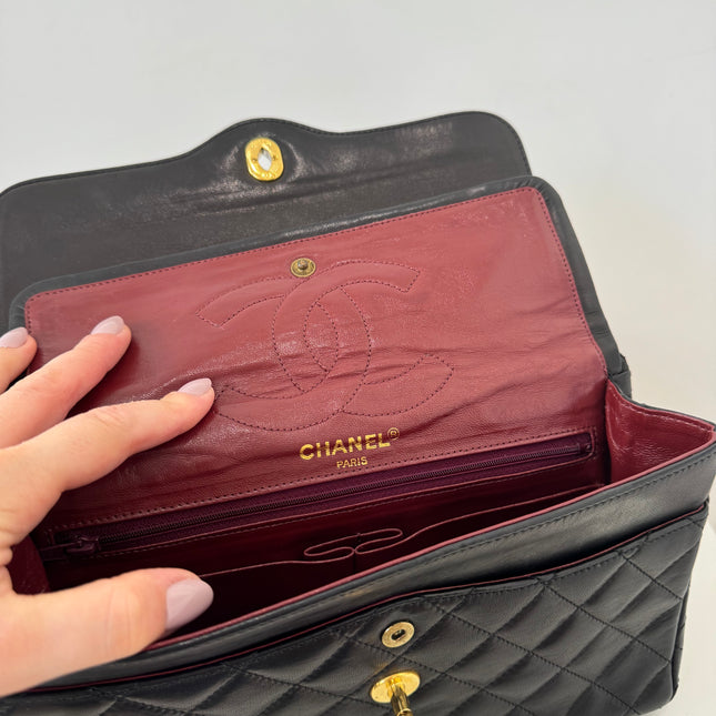 Sac Chanel vintage Fermoir bicolore noir