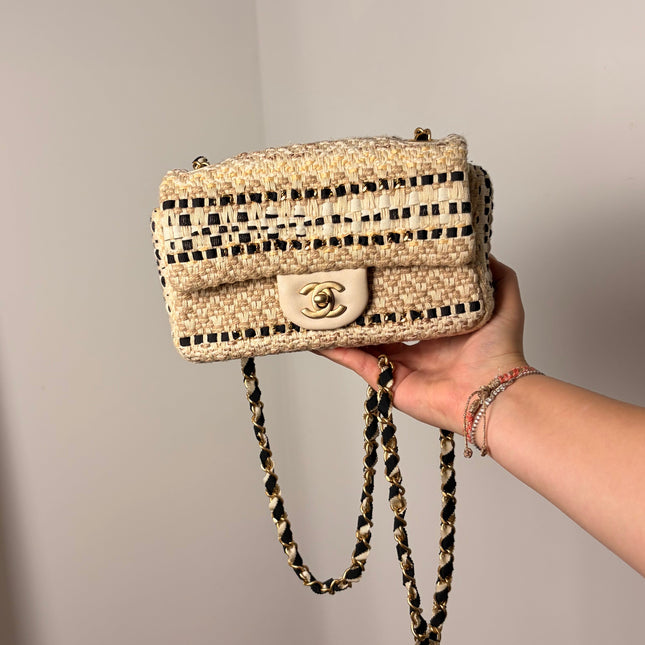 Sac Chanel Small tweed et raphia