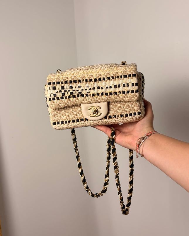 Sac Chanel Small tweed et raphia