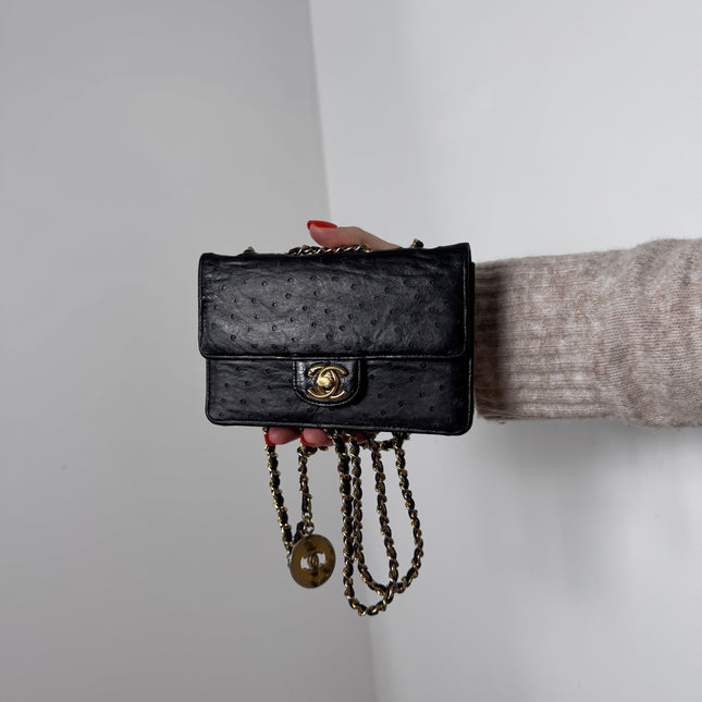 Sac Chanel Mini Timeless Vintage Autruche Noir