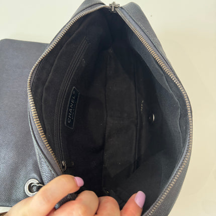 Sac Chanel single flap souple gris métallisé