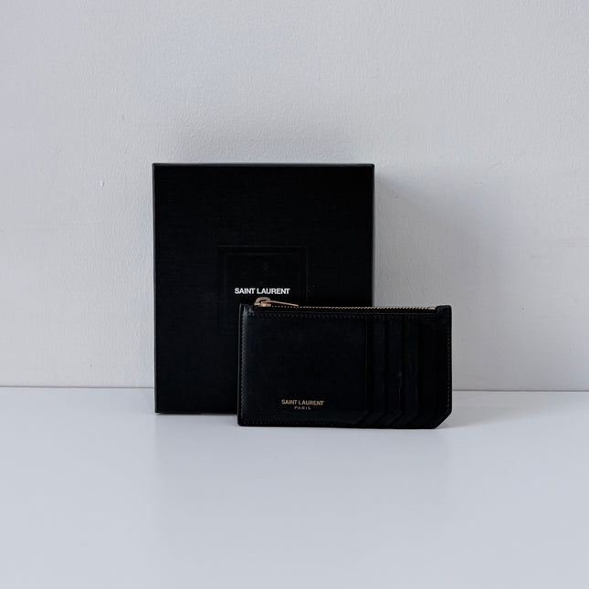 Porte-cartes plat Saint Laurent Noir