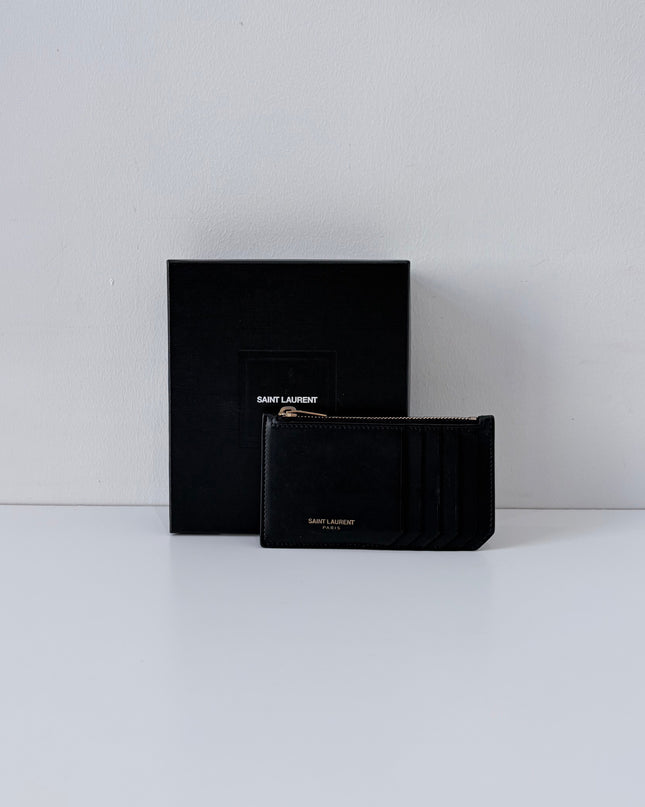 Porte-cartes plat Saint Laurent Noir