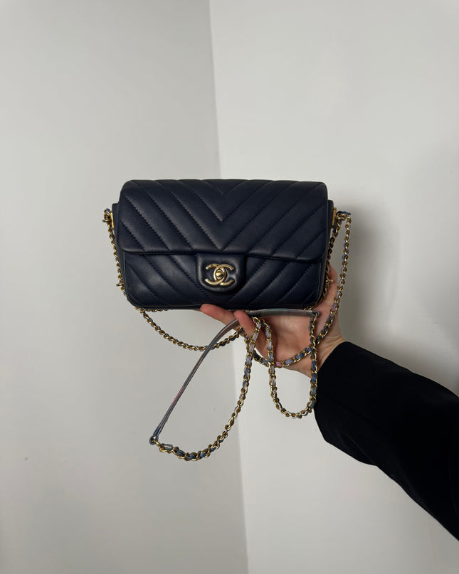 Sac Chanel Chevrons Mini Rectangle Marine