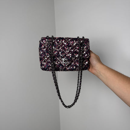Mini sac classique Chanel Sequins Violet