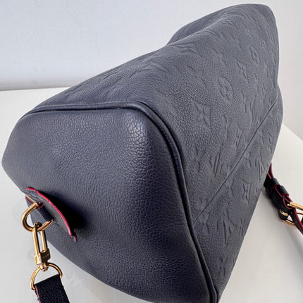 Sac Louis Vuitton Speedy 30 Bandoulière Cuir Empreinte Marine