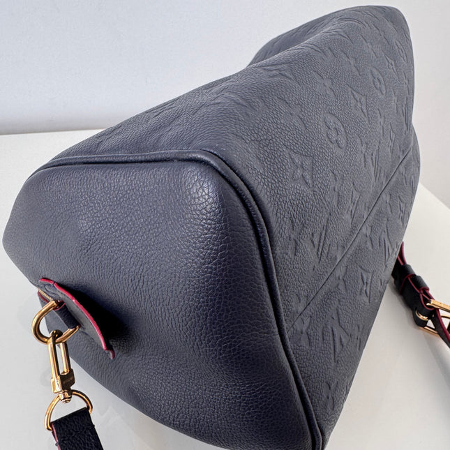 Sac Louis Vuitton Speedy 30 Bandoulière Cuir Empreinte Marine