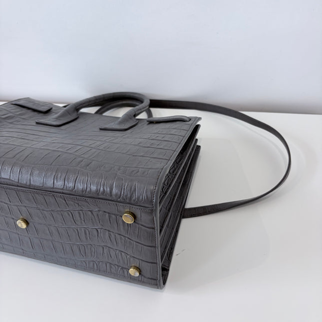 Sac de Jour Saint Laurent Croco Gris Small