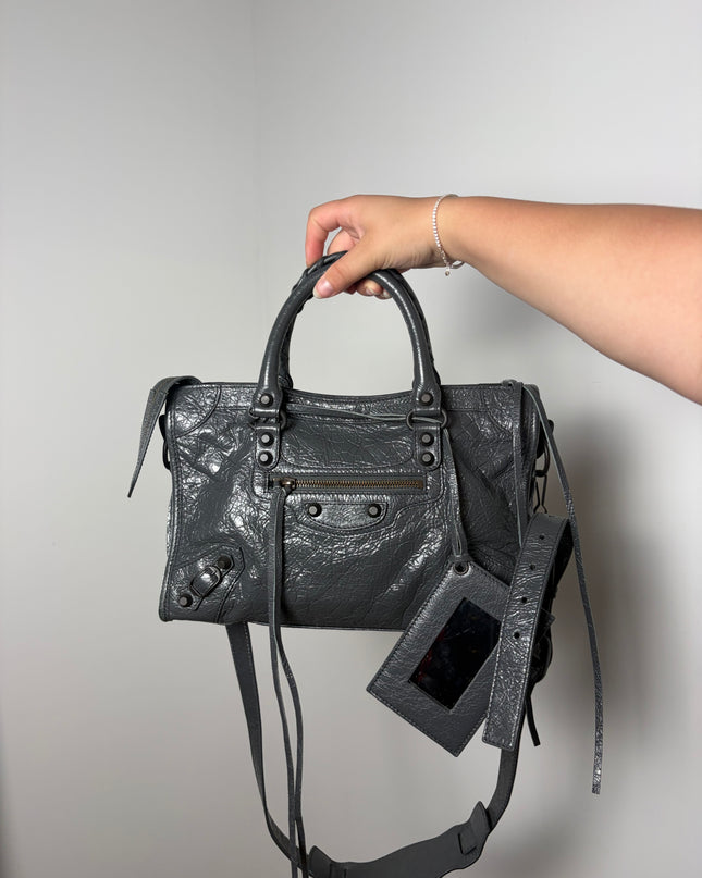 Sac Balenciaga City Small gris foncé