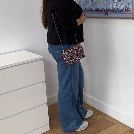 Mini sac classique Chanel Sequins Violet