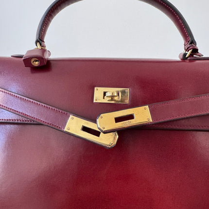 Sac Hermès Kelly 32 box Bordeaux