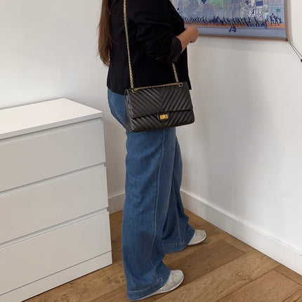 Sac Chanel 2.55 Chevrons 28cm Gris Irisé