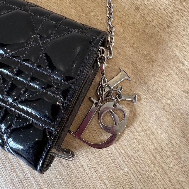 Sac Dior Wallet on chain noir vernis