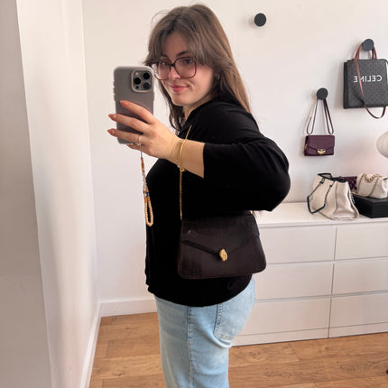 Sac Dior Vintage lézard marron