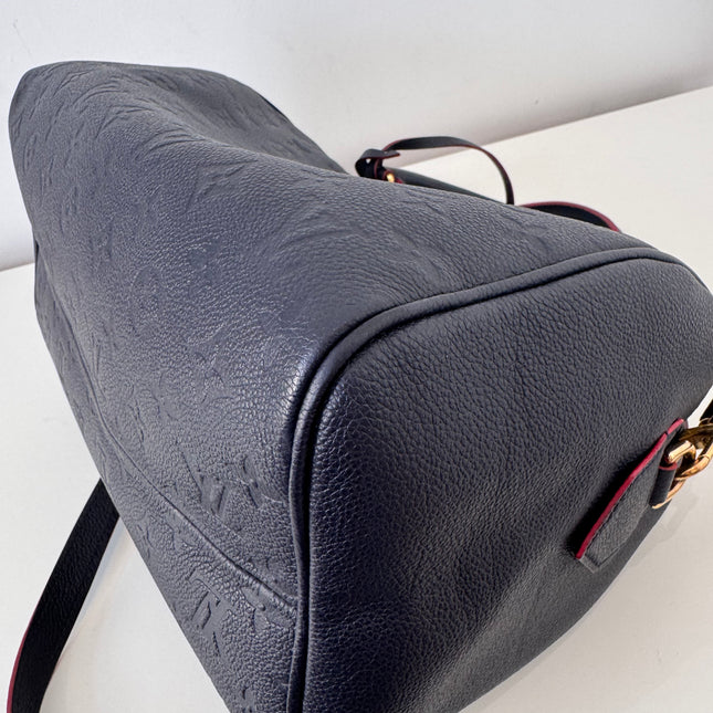 Sac Louis Vuitton Speedy 30 Bandoulière Cuir Empreinte Marine