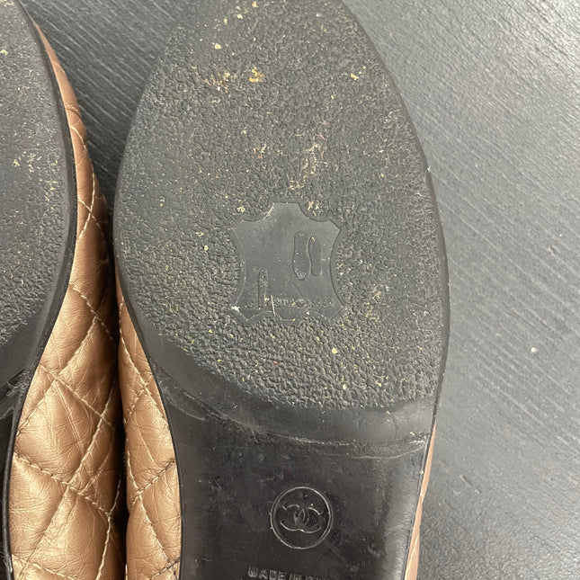 Ballerines Chanel Matelassées Bronze T39