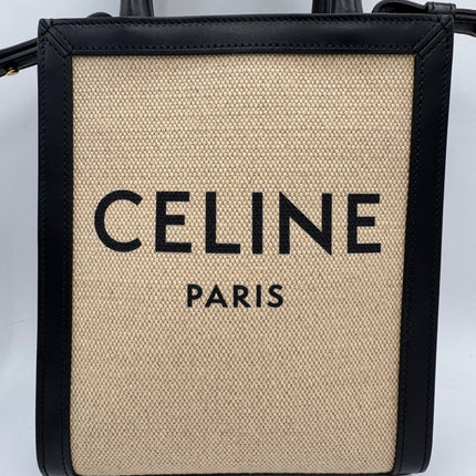 Sac Celine Cabas Vertical Toile Beige