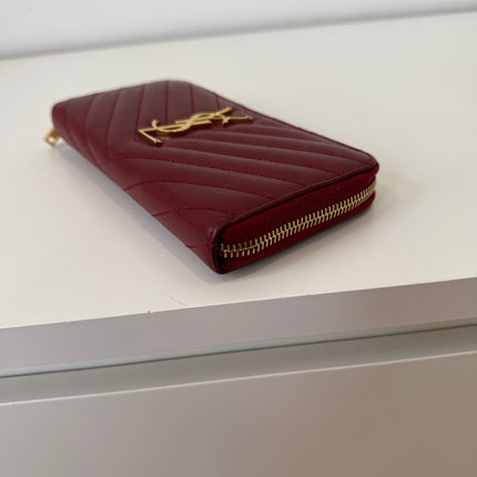 Portefeuille Saint Laurent Cassandre zip Bordeaux