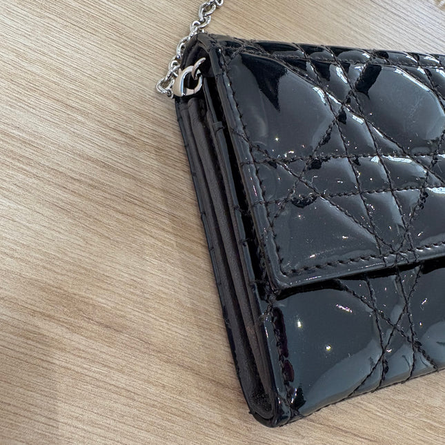 Sac Dior Wallet on chain noir vernis