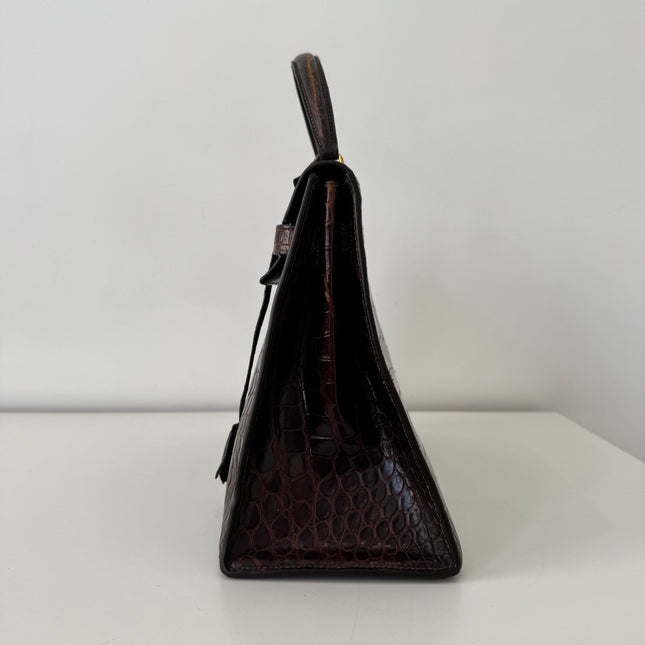 Sac Hermès Kelly 32 Crocodile Chocolat