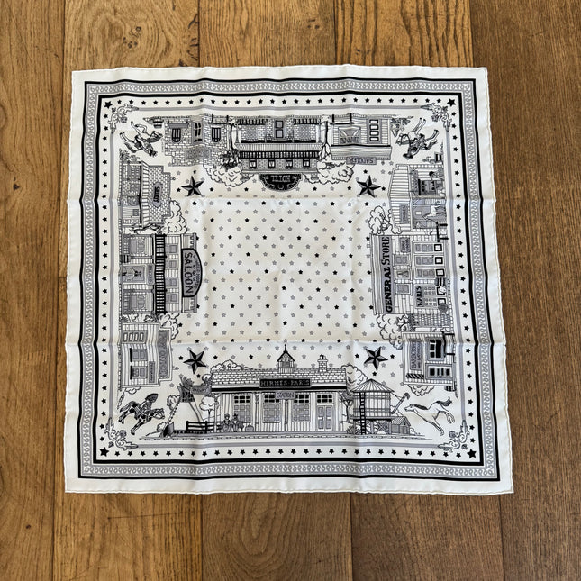 Bandana 55 Hermès Paris Station Blanc