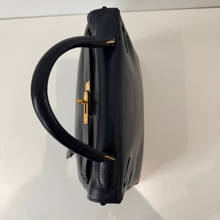 Sac Hermès Kelly 28 Cuir box Marine