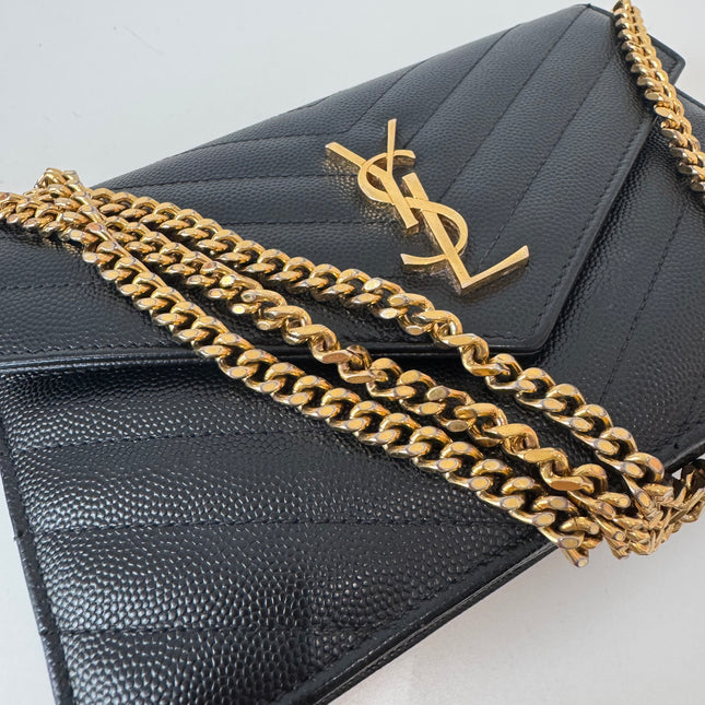 Sac Saint Laurent cassandre enveloppe chain Wallet noir