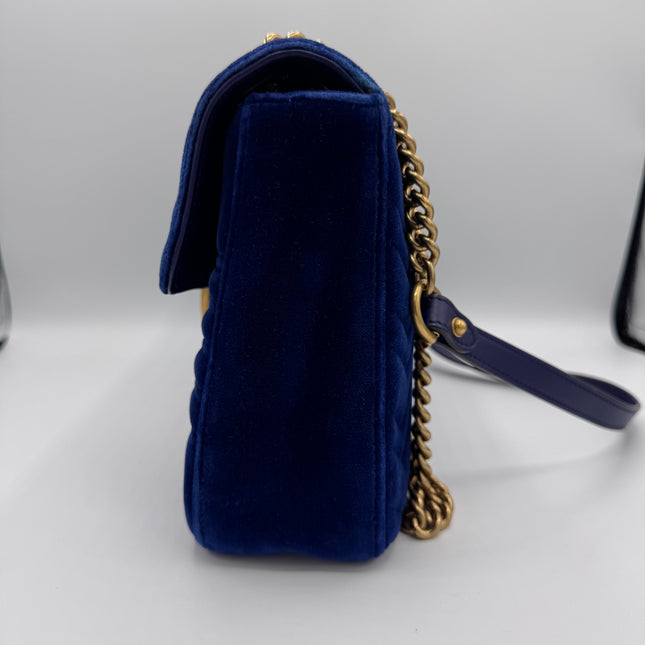 Sac Gucci Grand GG Marmont Velours Bleu