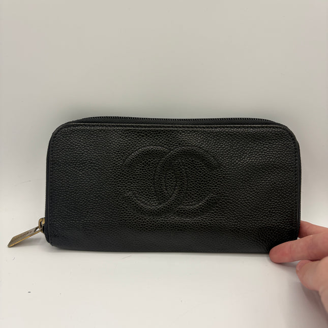 Portefeuille Chanel cuir grainé noir