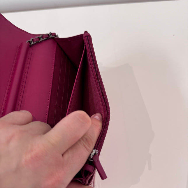 Sac Chanel Wallet on chain framboise