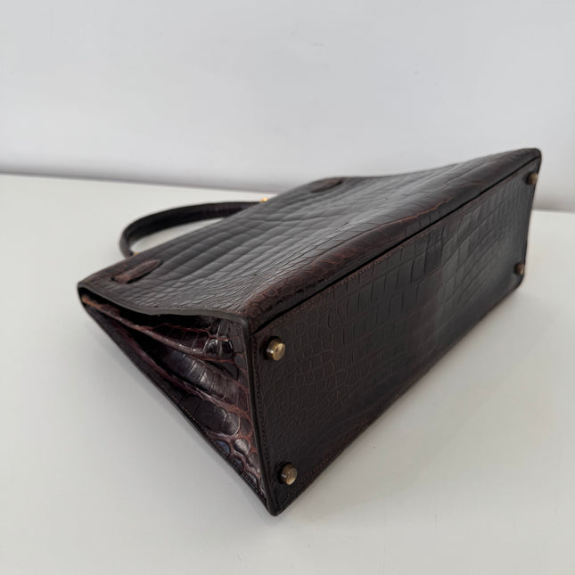 Sac Hermès Kelly 32 Crocodile Chocolat